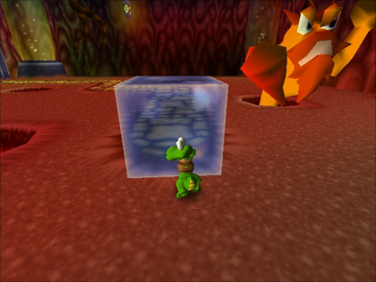 Croc 2 game for the PlayStation featuring 3D platforming gameplay with exploration puzzle solving collectible items and colorful levels as Croc embarks on a quest to rescue Gobbos and battle enemies across varied worlds gameplay 