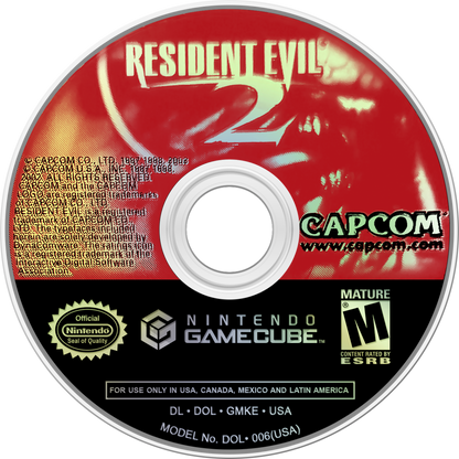 Resident Evil 2 for Nintendo GameCube survival horror game featuring Leon S Kennedy and Claire Redfield zombie outbreak Raccoon City puzzles action gameplay disc