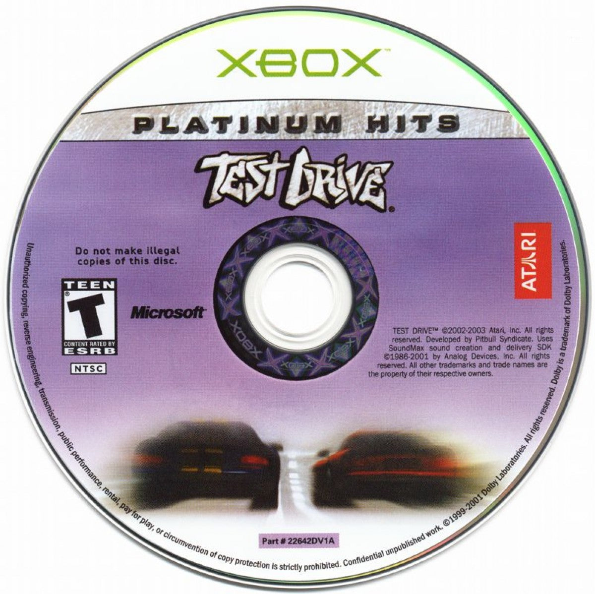 Test Drive Platinum Hits Xbox racing video game disc