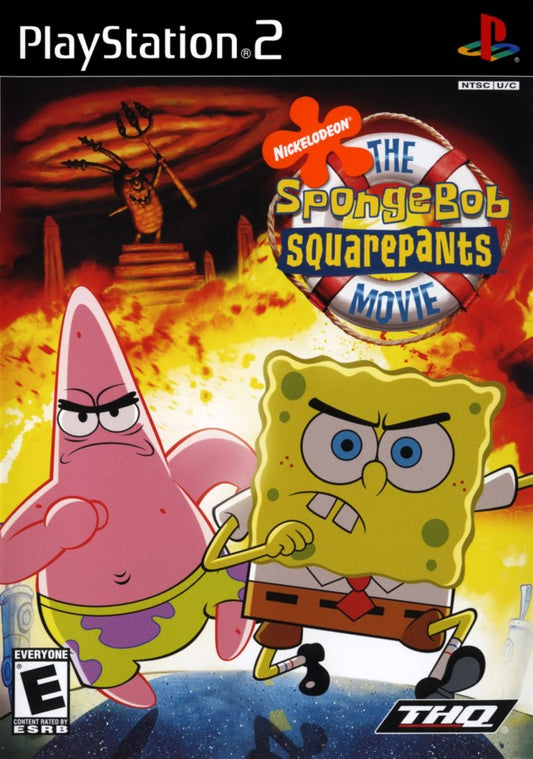 The SpongeBob SquarePants Movie game for the PlayStation 2 featuring action platformer gameplay with character switching puzzle solving and levels based on the film as SpongeBob and Patrick adventure across Bikini Bottom and beyond front cover