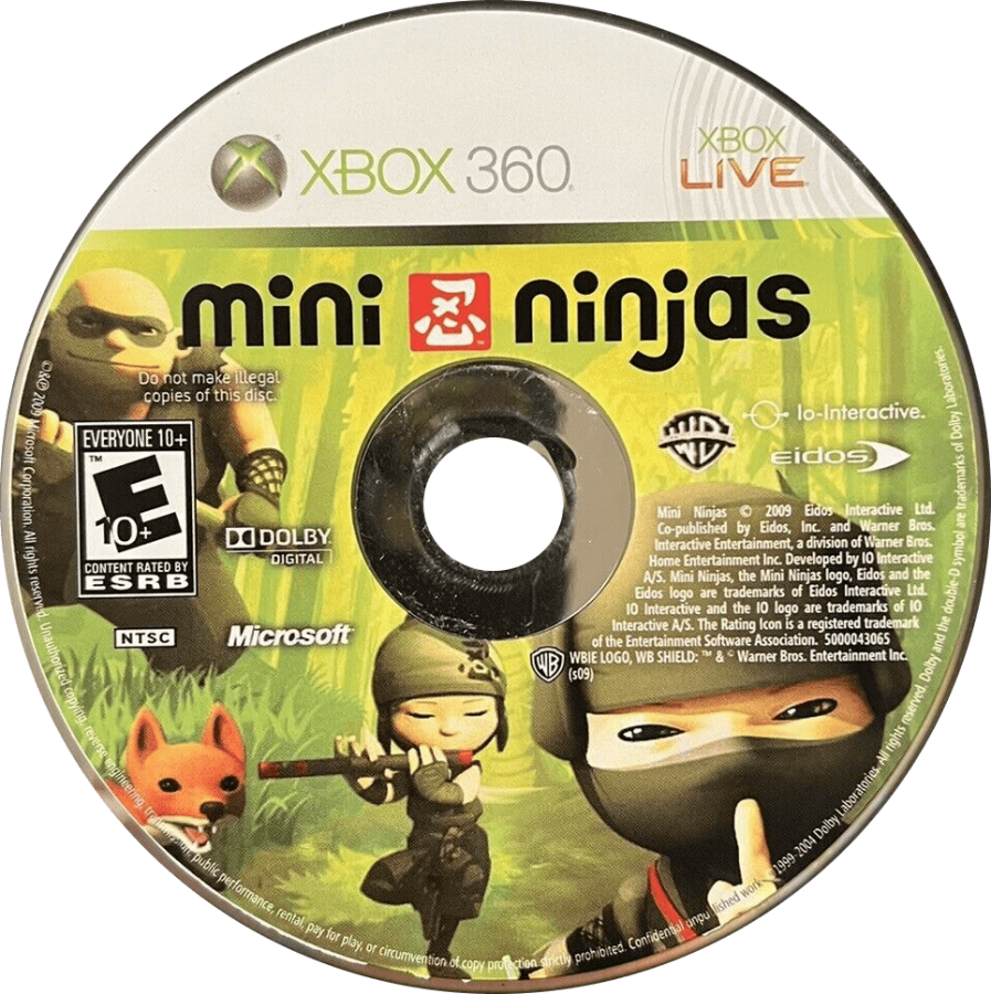 Mini Ninjas disc for Xbox 360 (X360) action-adventure platformer video game