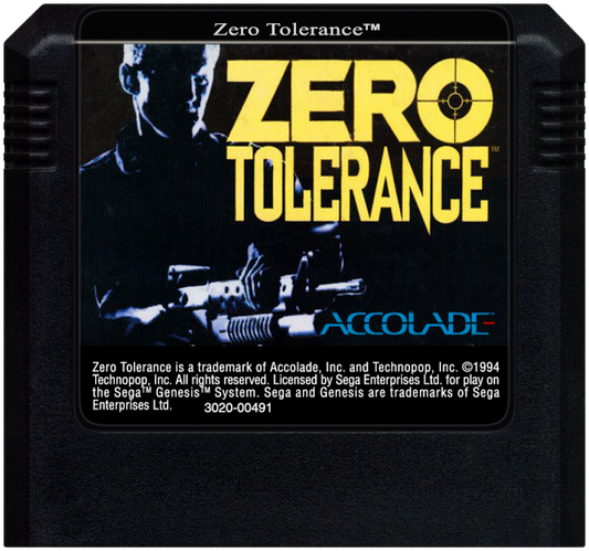 Zero Tolerance Sega Genesis retro video game first person shooter cartridge (1994)