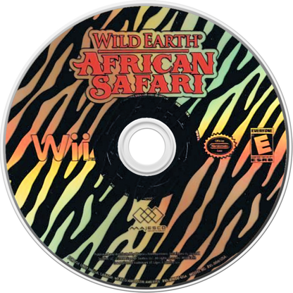 Wild Earth: African Safari disc art for Nintendo Wii (Wii) featuring wildlife photography adventures across African landscapes, motion‑controlled exploration, and missions to capture animals in their natural habitats.
