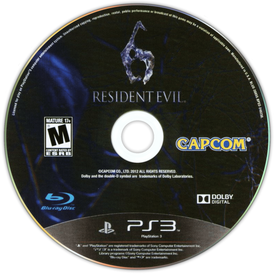 Resident Evil 6 disc  for PlayStation 3 (PS3) video game