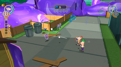 Phineas and Ferb Across the Second Dimension Wii inspired design featuring animated action adventure aesthetic dimensional travel storyline inventive gadgets colorful cartoon worlds cooperative gameplay Disney family friendly fun nostalgic Nintendo Wii presentation gameplay 