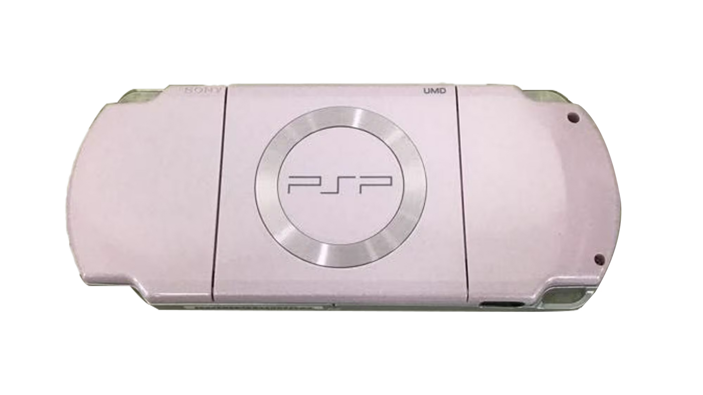 PlayStation Portable 2000 PSP 2000 Rose Pink JPN Import Region Free handheld gaming console featuring vibrant rose pink design portable gaming LCD display UMD game support memory stick storage Japanese import hardware region free compatibility and classic PlayStation Portable PSP gaming collectible appeal