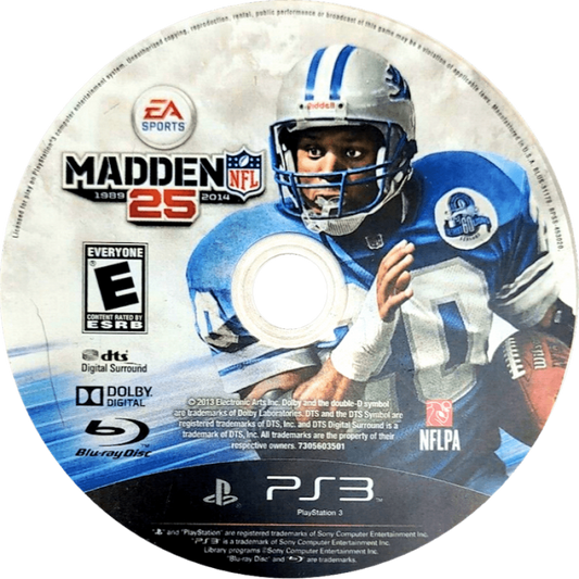 Madden NFL 25 disc art for PlayStation 3 (PS3) video game