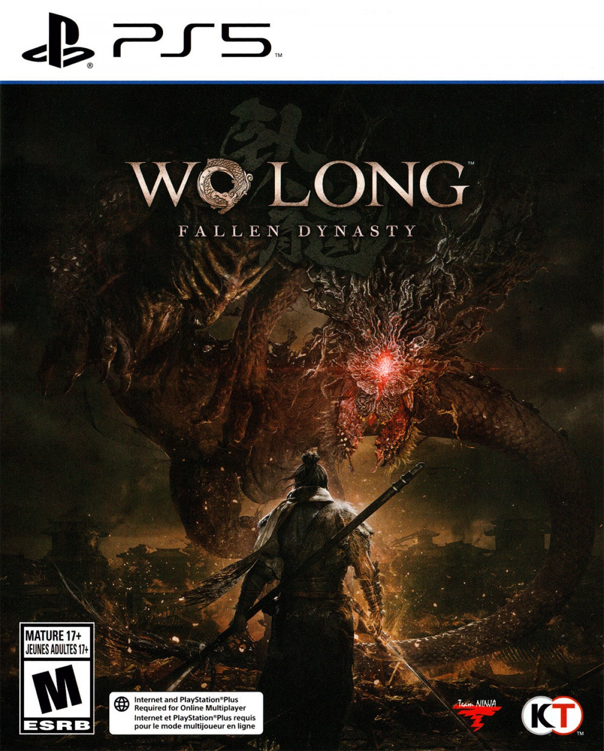 Wo Long Fallen Dynasty PlayStation 5 PS5 for action role playing video game fans featuring fast paced soulslike combat ancient China settings martial arts sword fighting supernatural enemies character progression challenging boss battles Chinese mythology and intense fantasy adventure collectible gaming appeal front cover art