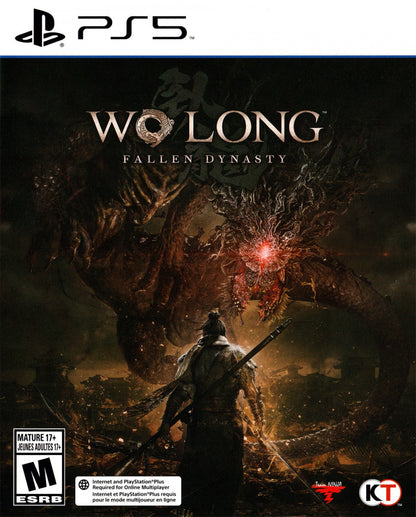 Wo Long Fallen Dynasty PlayStation 5 PS5 for action role playing video game fans featuring fast paced soulslike combat ancient China settings martial arts sword fighting supernatural enemies character progression challenging boss battles Chinese mythology and intense fantasy adventure collectible gaming appeal front cover art