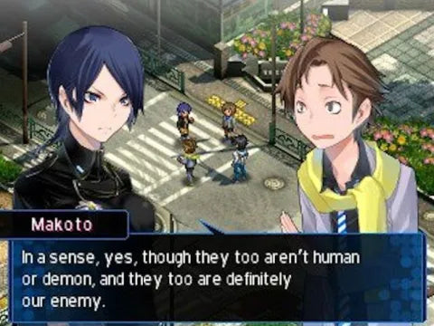 Shin Megami Tensei Devil Survivor 2 game for the Nintendo DS featuring tactical RPG gameplay with strategic grid based battles demon summoning character driven storylines and apocalyptic survival themes in modern Japan gameplay