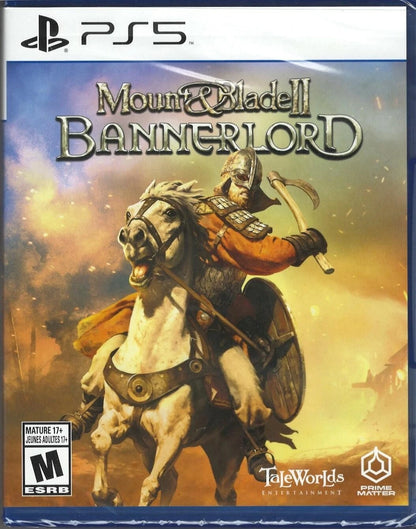 Mount & Blade II Bannerlord PlayStation 5 PS5 for action role playing strategy video game fans featuring massive medieval battles open world exploration army management kingdom building character progression diplomacy mounted combat siege warfare faction politics and immersive medieval sandbox gameplay collectible gaming appeal front cover art