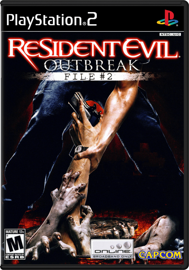Resident Evil Outbreak: File #2 – PlayStation 2 (PS2) video game cover image, survival horror game.