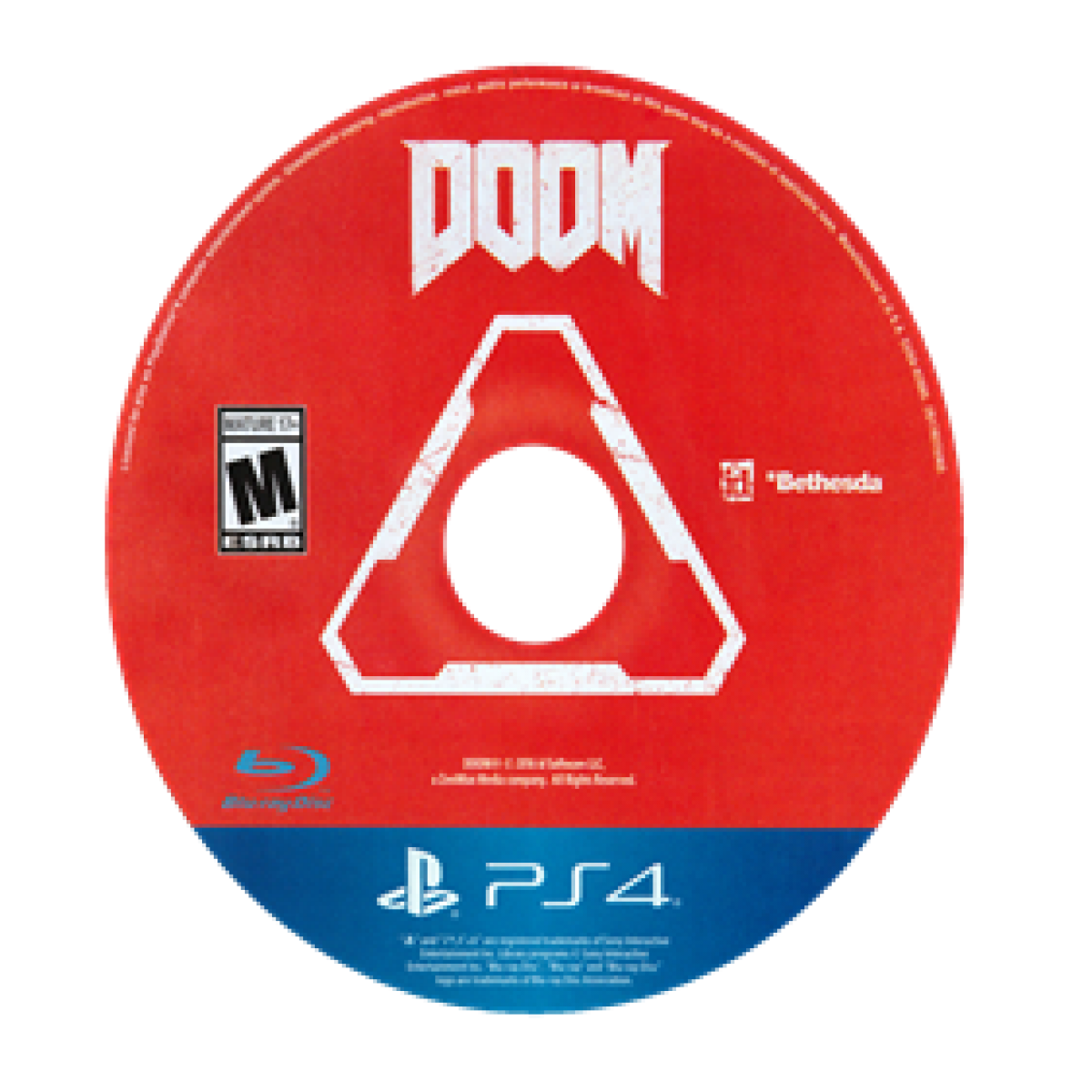 DOOM PS4 game featuring fast-paced first-person shooter action, intense demon-slaying combat, and visceral single-player and multiplayer gameplay disc