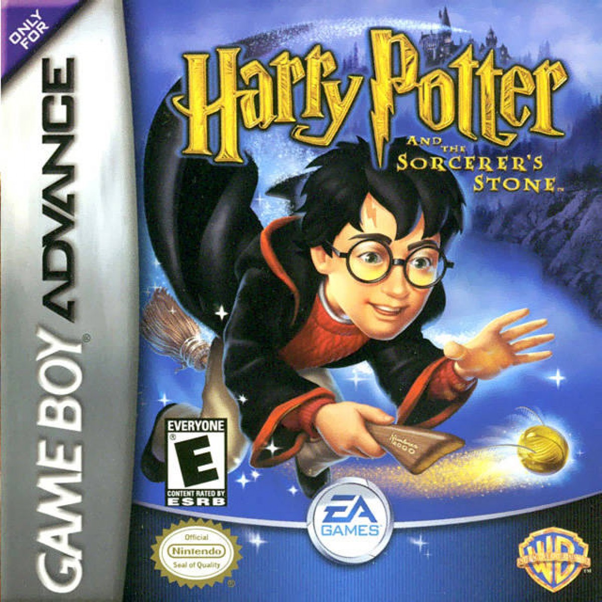 Harry Potter and the Sorcerers Stone Game Boy Advance GBA action-adventure video game based on the first film book top-down perspective spell casting potion making puzzle solving and exploring Hogwarts front cover