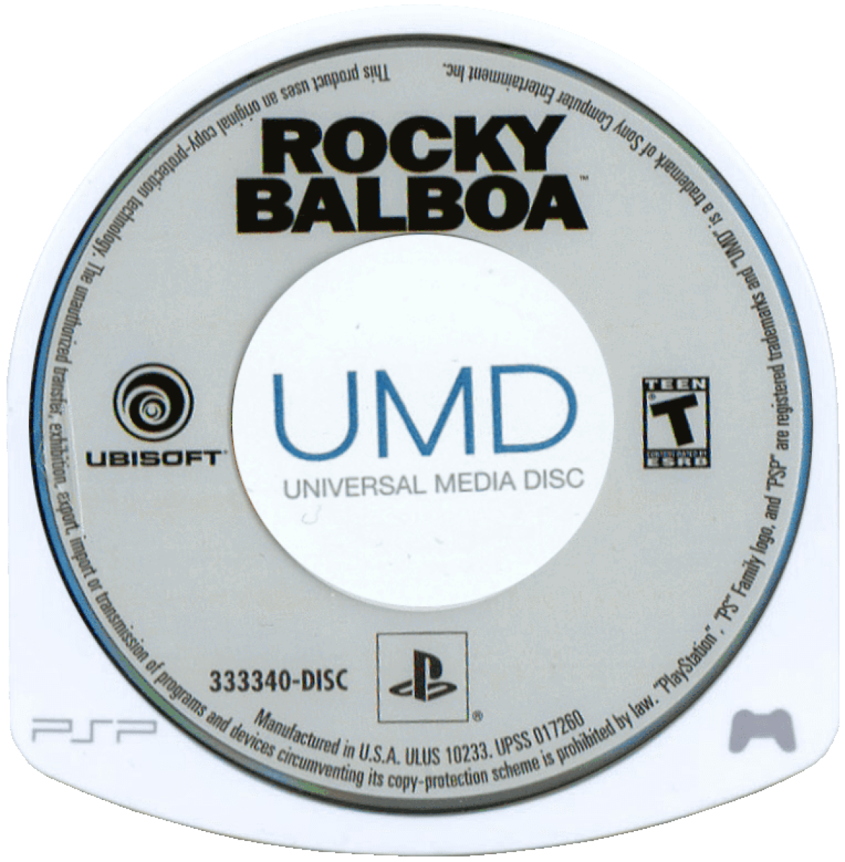 Rocky Balboa PlayStation Portable PSP video game featuring boxing sports gameplay Rocky Balboa character championship fights powerful punch combinations defensive blocking counterattacks training challenges career mode iconic boxing opponents movie inspired storylines and classic handheld PlayStation boxing action retro video game collection collectible gaming appeal UMD