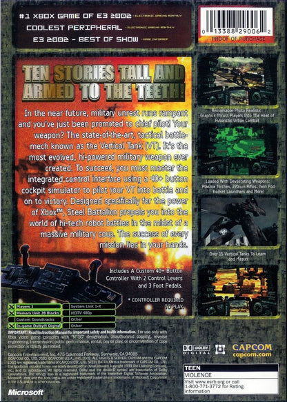 LocalID_43451Steel Battalion for the original Xbox featuring immersive mech combat gameplay designed for the giant controller setup back cover art 