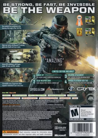 Crysis 2 [Limited Edition] back of case for Xbox 360 (X360) first-person shooter video game