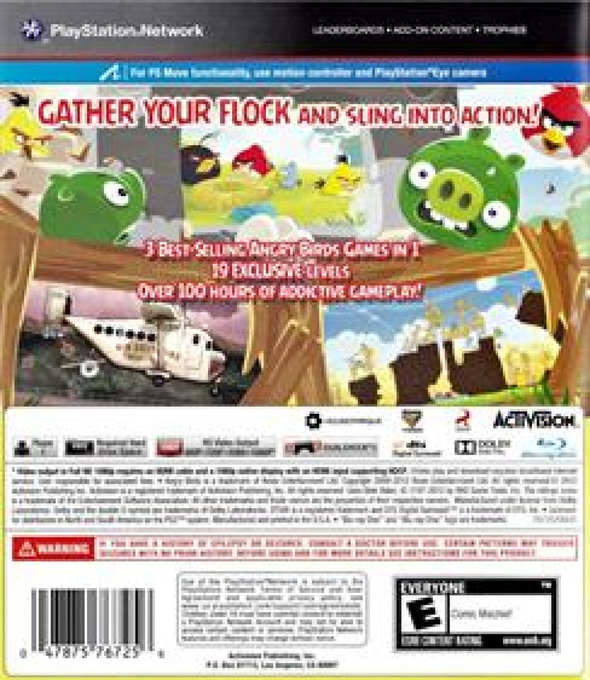 Angry Birds Trilogy PlayStation 3 PS3 for puzzle video game fans featuring Angry Birds gameplay physics based challenges slingshot mechanics destructible structures colorful levels strategic aiming and classic bird launching action across multiple Angry Birds games collectible Sony PlayStation gaming appeal back