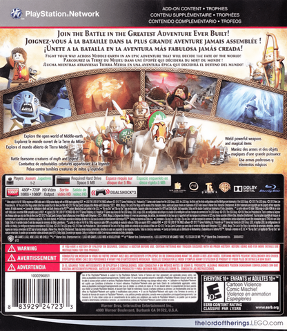 LEGO Lord of the Rings back cover art for PlayStation 3 (PS3) video game