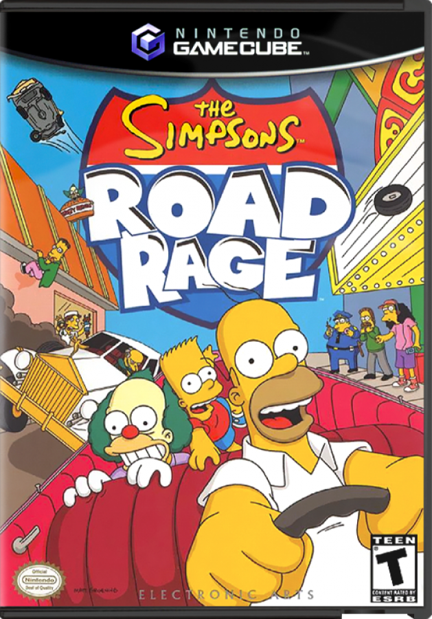 The Simpsons Road Rage GameCube game featuring arcade-style driving gameplay and missions set in Springfield front cover