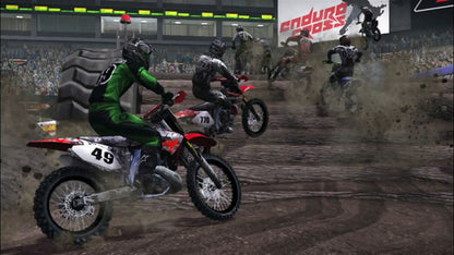 MX vs ATV Untamed Platinum Hits Xbox 360 off-road racing video game X-Cross tournament bringing together eight racing series monster trucks trophy trucks ORV sport vehicles professional riders Ricky Carmichael Chad Reed Rhythm Racing physics engine power slides whips scrubs massive outdoor environments customization online multiplayer competition gameplay screenshot