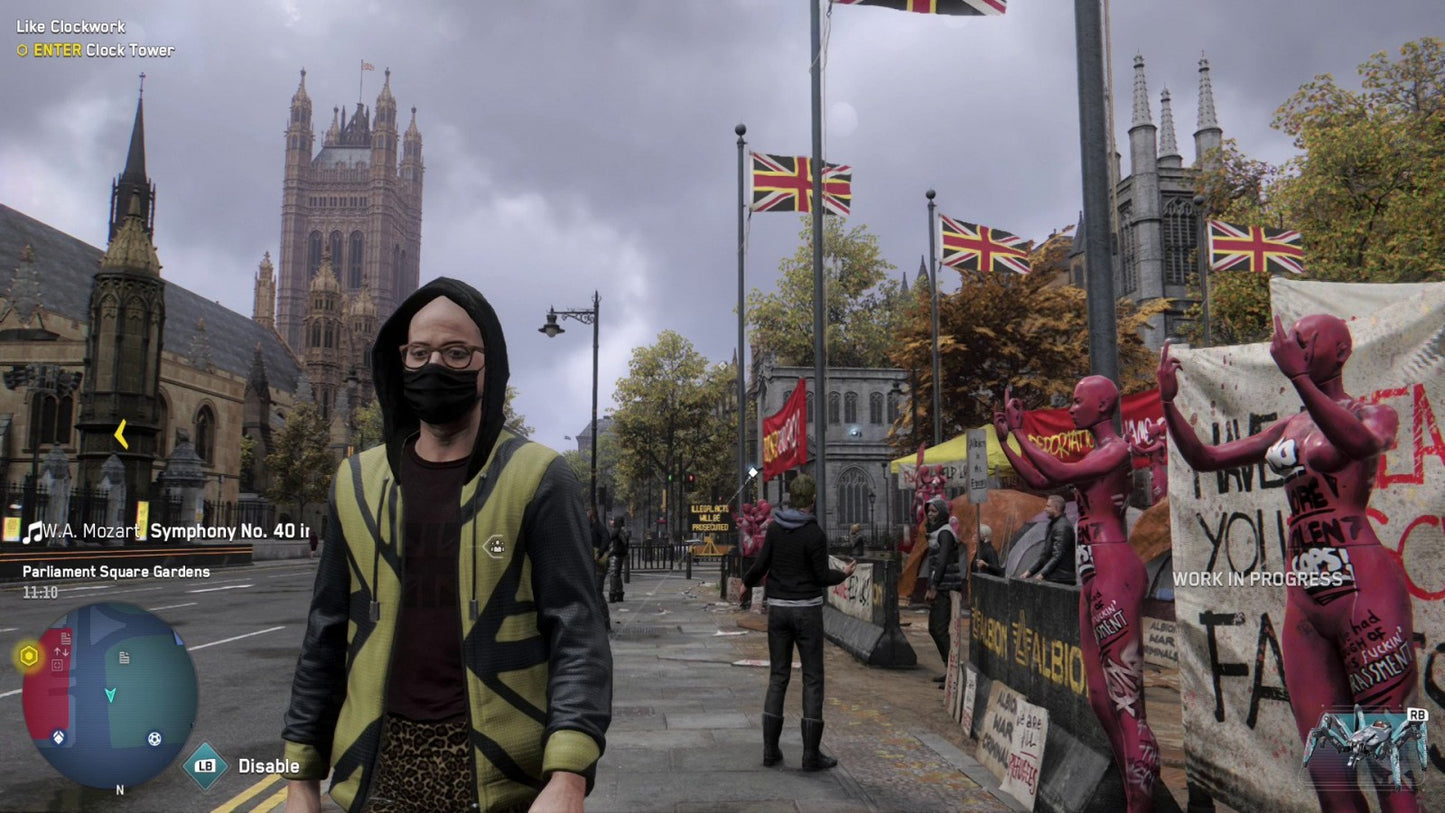 Watch Dogs Legion PS4 inspired design featuring open world hacking action aesthetic futuristic London setting resistance movement gameplay advanced surveillance technology recruit anyone mechanics cyberpunk inspired urban adventure cinematic Ubisoft presentation gameplay