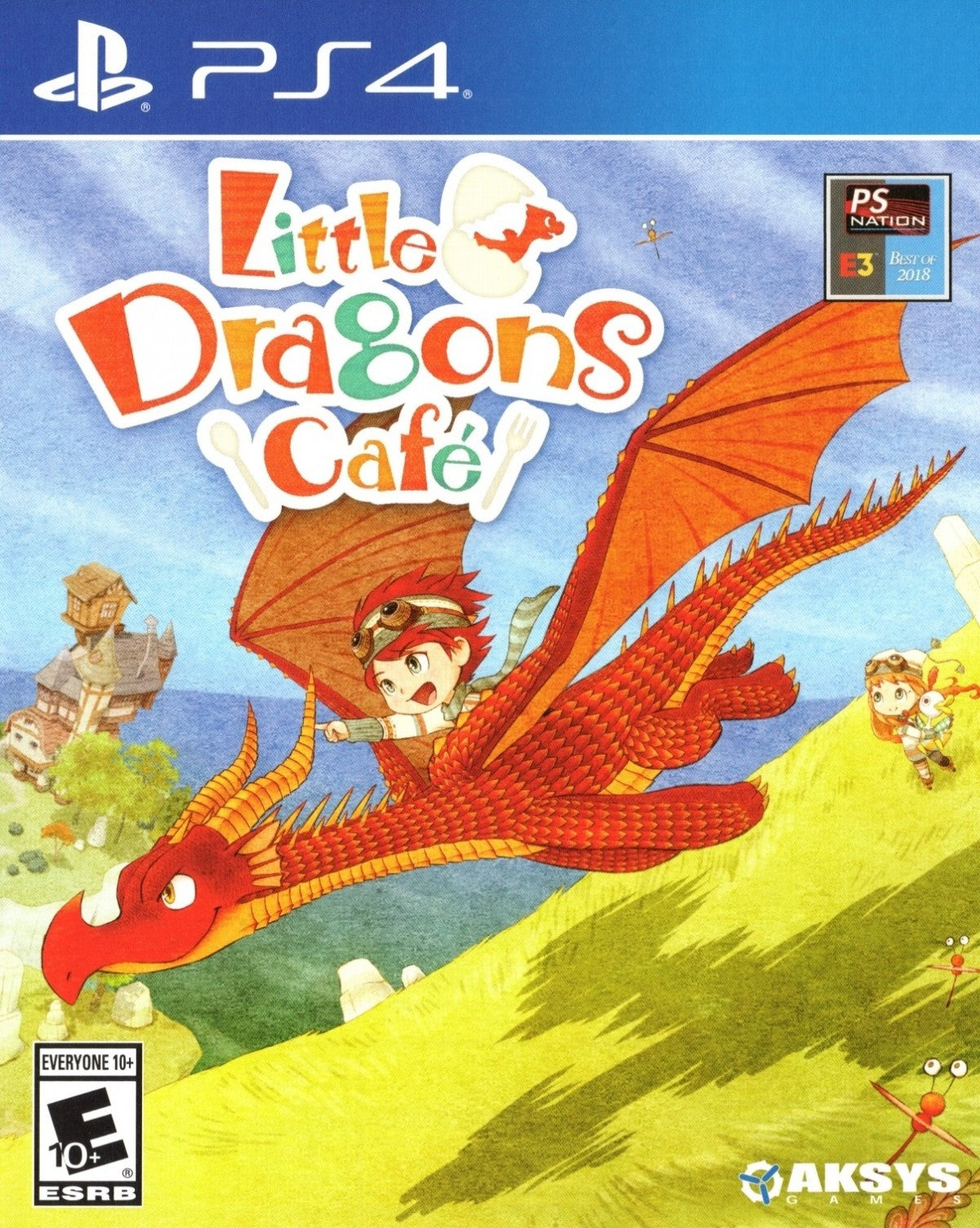 Little Dragons Cafe retro PlayStation 4 video game Little Dragons Cafe fantasy adventure cooking simulation dragon raising anime style exploration console title PlayStation 4 release cover art