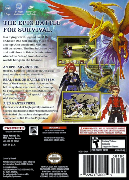 Tales of Symphonia back of case for Nintendo GameCube (GC) fantasy JRPG adventure video game