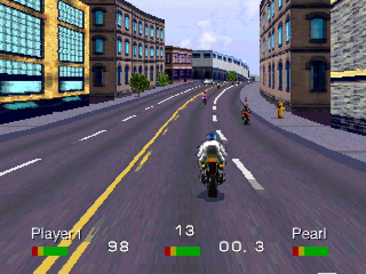 Road Rash gameplay for PlayStation 1 (PS1) motorcycle racing video game