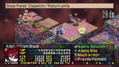 Disgaea 2 Dark Hero Days PSP inspired design featuring tactical role playing adventure aesthetic strategic turn based battles quirky demon world humor deep character customization massive level progression anime inspired visuals and addictive strategy gameplay presentation gameplay