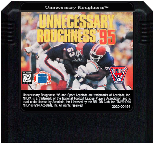 Unnecessary Roughness 95 cartridge for Sega Genesis GEN video game