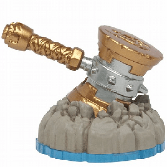 Battle Hammer Skylanders Swap Force magic item figure, large hammer-shaped accessory with detailed design on portal base, unlocks bonus in-game level, collectible item from Skylanders Swap Force series