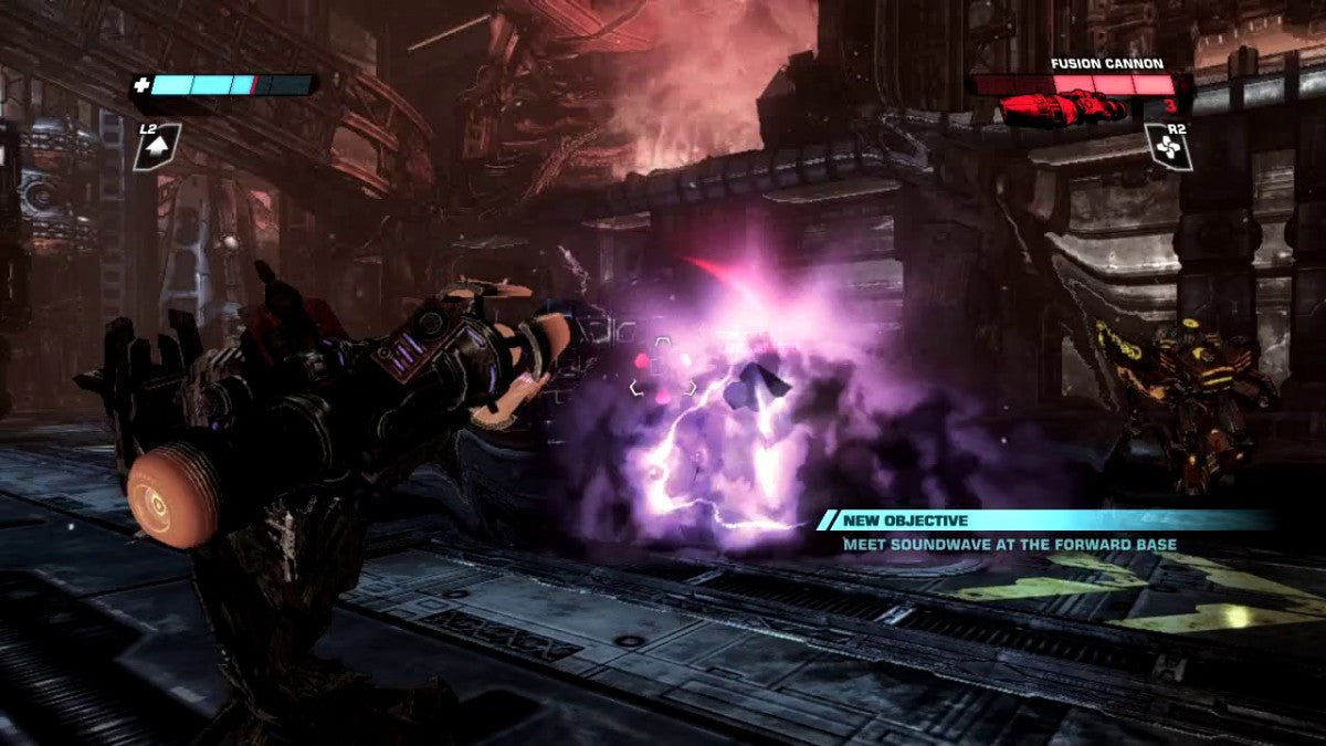 Transformers: Cybertron Adventures gameplay for Nintendo Wii (Wii) featuring rail‑shooter combat with Autobots and Decepticons, cinematic missions, and battles set on Cybertron.