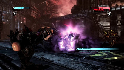 Transformers: Cybertron Adventures gameplay for Nintendo Wii (Wii) featuring rail‑shooter combat with Autobots and Decepticons, cinematic missions, and battles set on Cybertron.