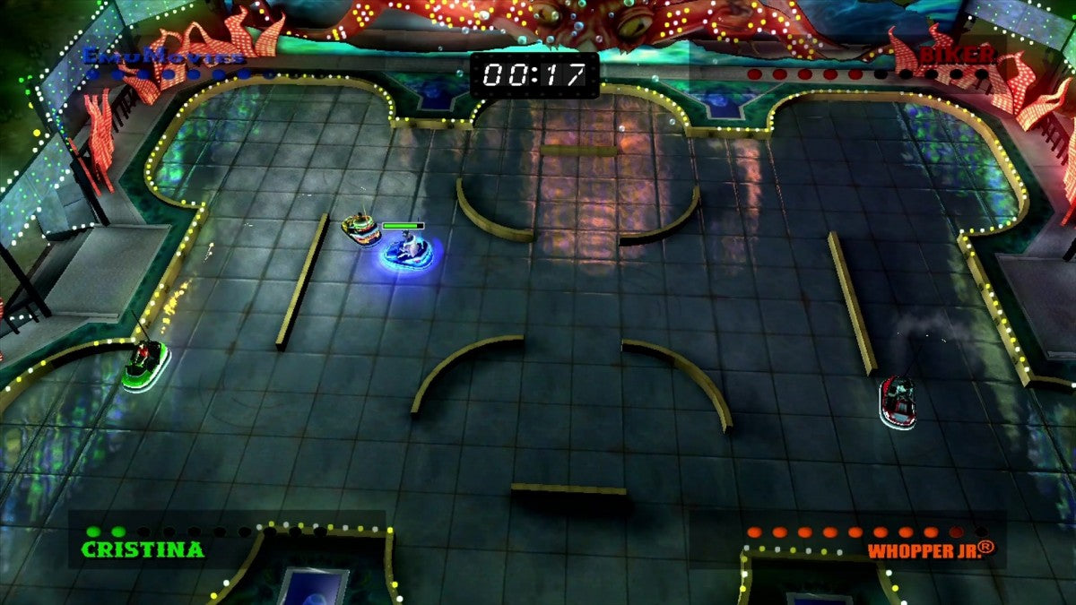 Big Bumpin' gameplay for Xbox 360 (X360) party bumper car video game