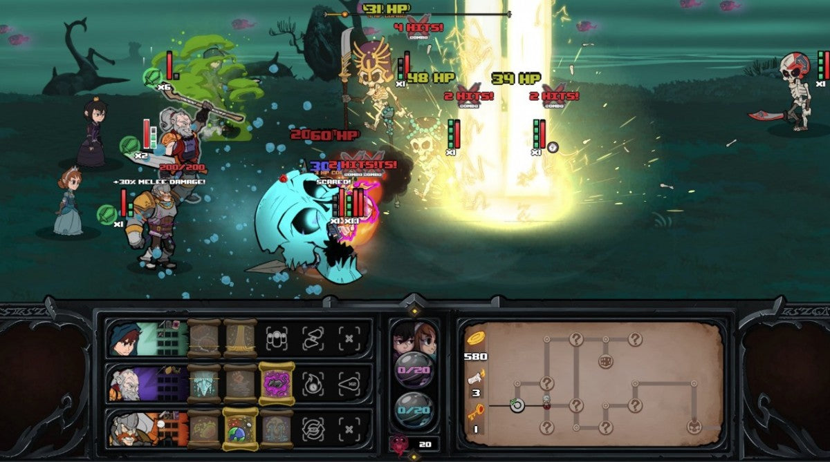 Has-Been Heroes gameplay for Xbox One (XONE) roguelike action strategy video game