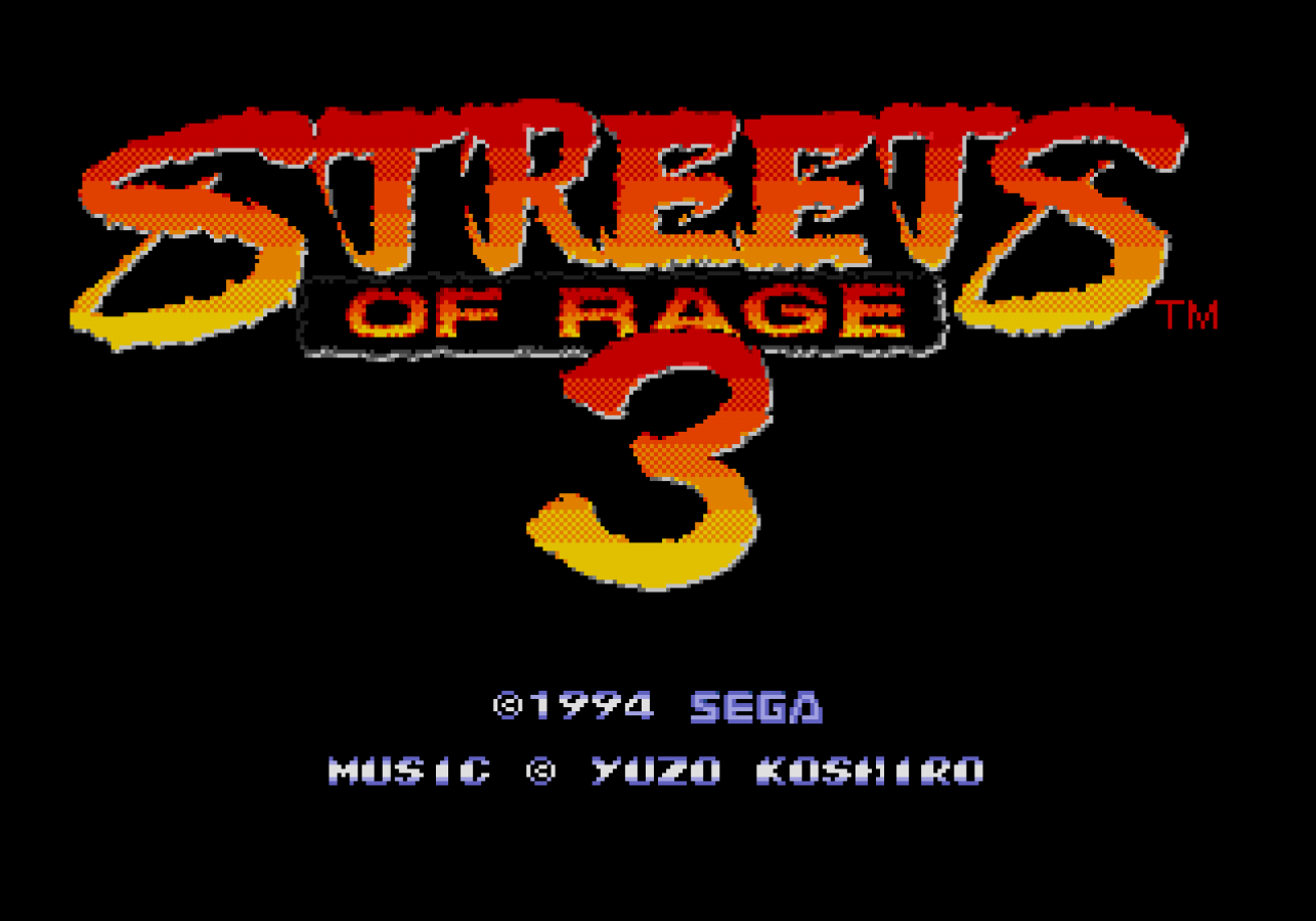 Streets of Rage 3 title screen for Sega Genesis (GEN) video game