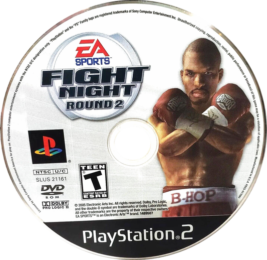 Fight Night Round 2 PS2 Sony PlayStation 2 boxing sports game EA Sports realistic boxing simulation career mode fighter creation punch control system knockout matches heavyweight boxing gameplay retro gaming PlayStation 2 software video game title disc