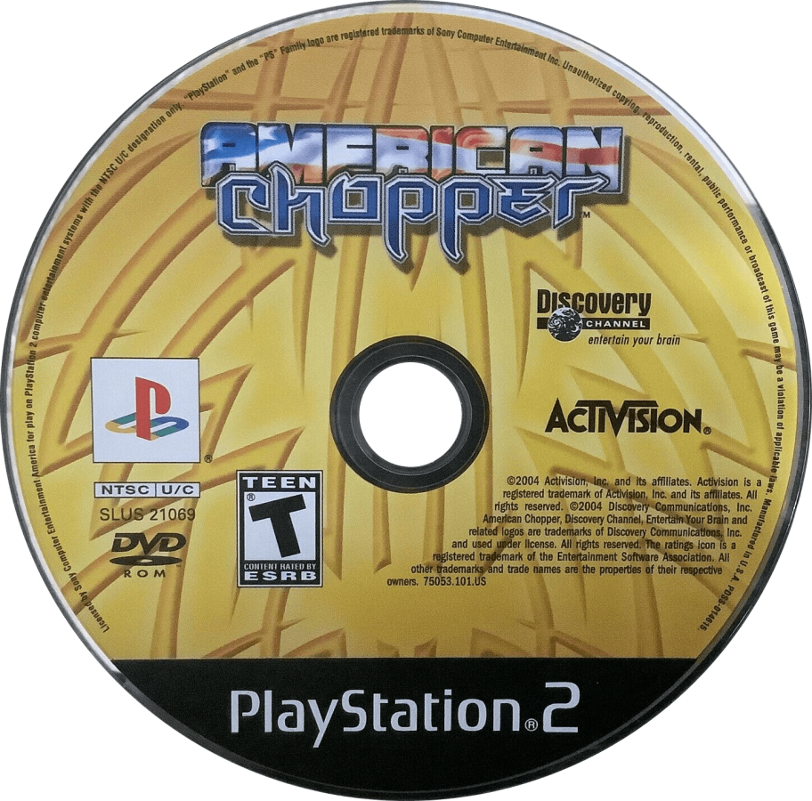 American Chopper PS2 motorcycle racing video game disc