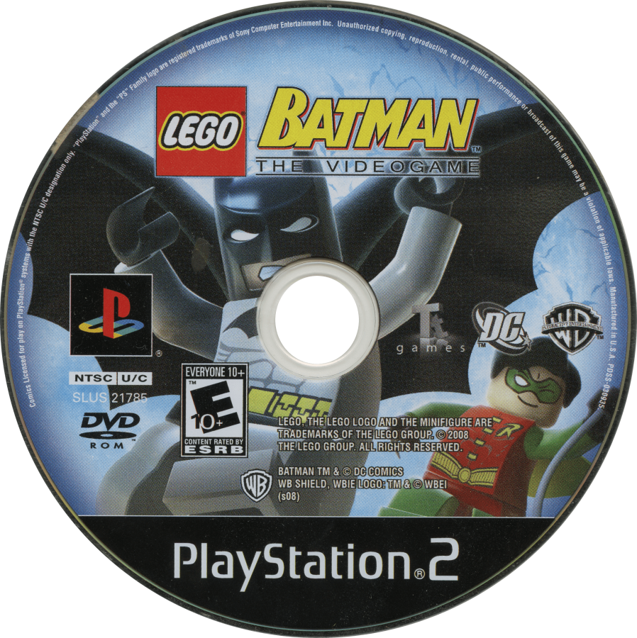 LEGO Batman: The Videogame disc art for Playstation 2 (PS2) video game