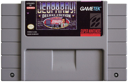 Jeopardy Deluxe Edition cartridge for Super Nintendo Entertainment System (SNES) retro video game