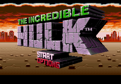 The Incredible Hulk Sega Mega Drive retro video game action platformer title screen (1994)