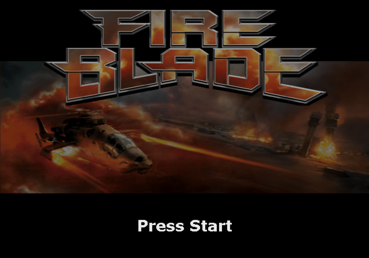Fire Blade PS2 PlayStation 2 helicopter combat action game aerial shooter military missions arcade flight combat retro video game title screen
