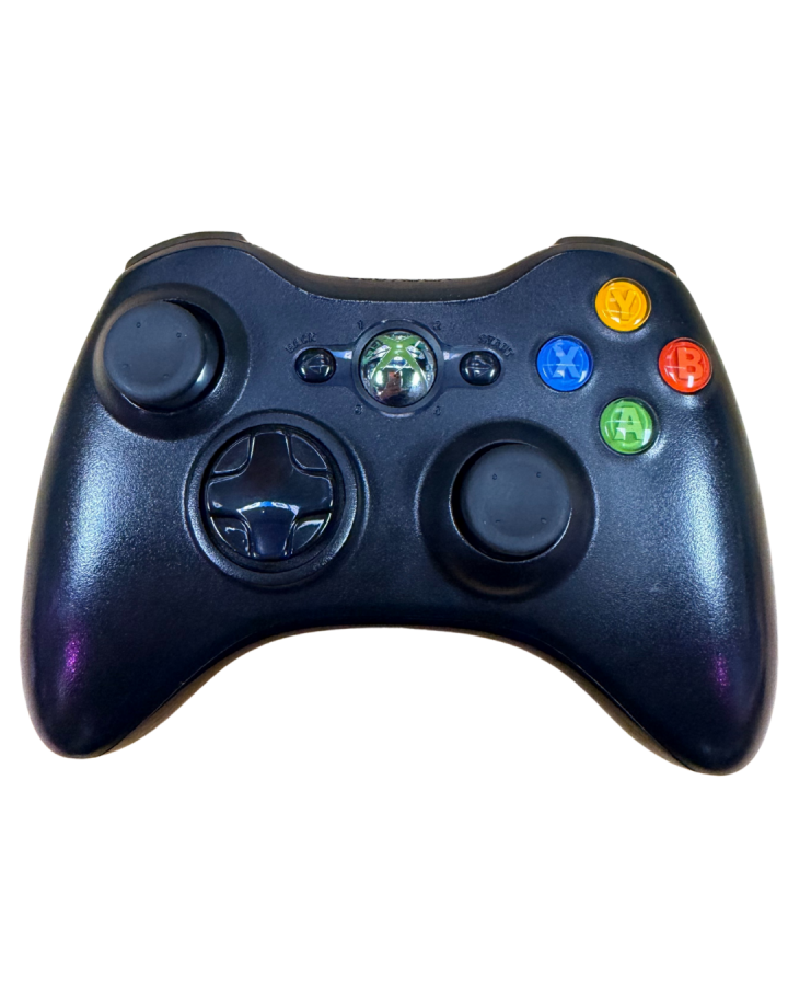 Black Xbox 360 wireless controller Microsoft gaming accessory for Xbox 360 and PC systems front