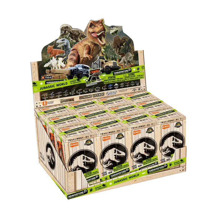 Blokees Jurassic World Terraventure Surprise Wave 1 Dinosaur Capture Operation blind box collectible series inspired design featuring buildable dinosaur adventure figures aesthetic mystery box assortment prehistoric creature encounters capture mission theme detailed miniature models Jurassic World inspired collectibles and display presentation