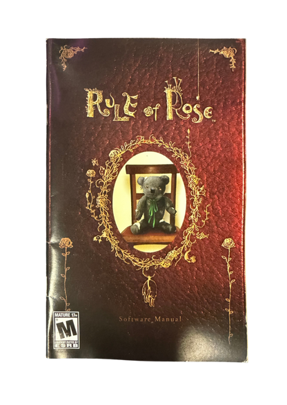 Rule of Rose PlayStation 2 PS2 for survival horror adventure video game fans featuring psychological horror dark storytelling eerie environments exploration puzzle solving mysterious characters unsettling atmosphere combat gameplay and immersive narrative collectible gaming appeal front of manual
