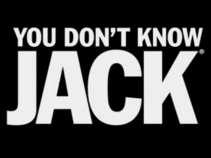 You Don't Know Jack title screen for PlayStation 1 (PS1) quiz video game. 