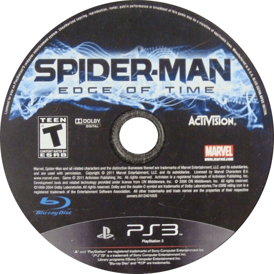 Spider-Man: Edge of Time PS3 action-adventure video game disc