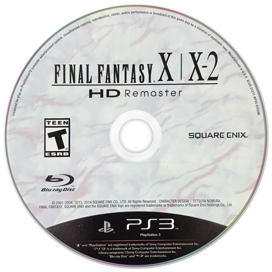 Final Fantasy X/X-2 HD Remaster disc art for PlayStation 3 (PS3) video game