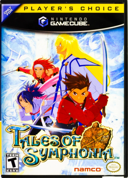 Tales of Symphonia Player’s Choice GameCube GC video game, JRPG, fantasy adventure, real-time combat, anime-style storytelling, Nintendo GameCube classic front cover